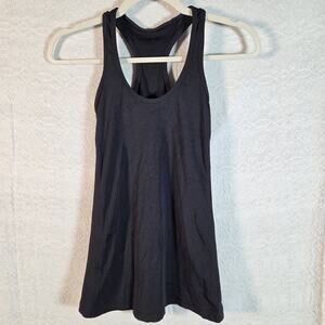 Lululemon Ribbed Racerback Tank Top Black Stretch Athletic Yoga Top Womens XS